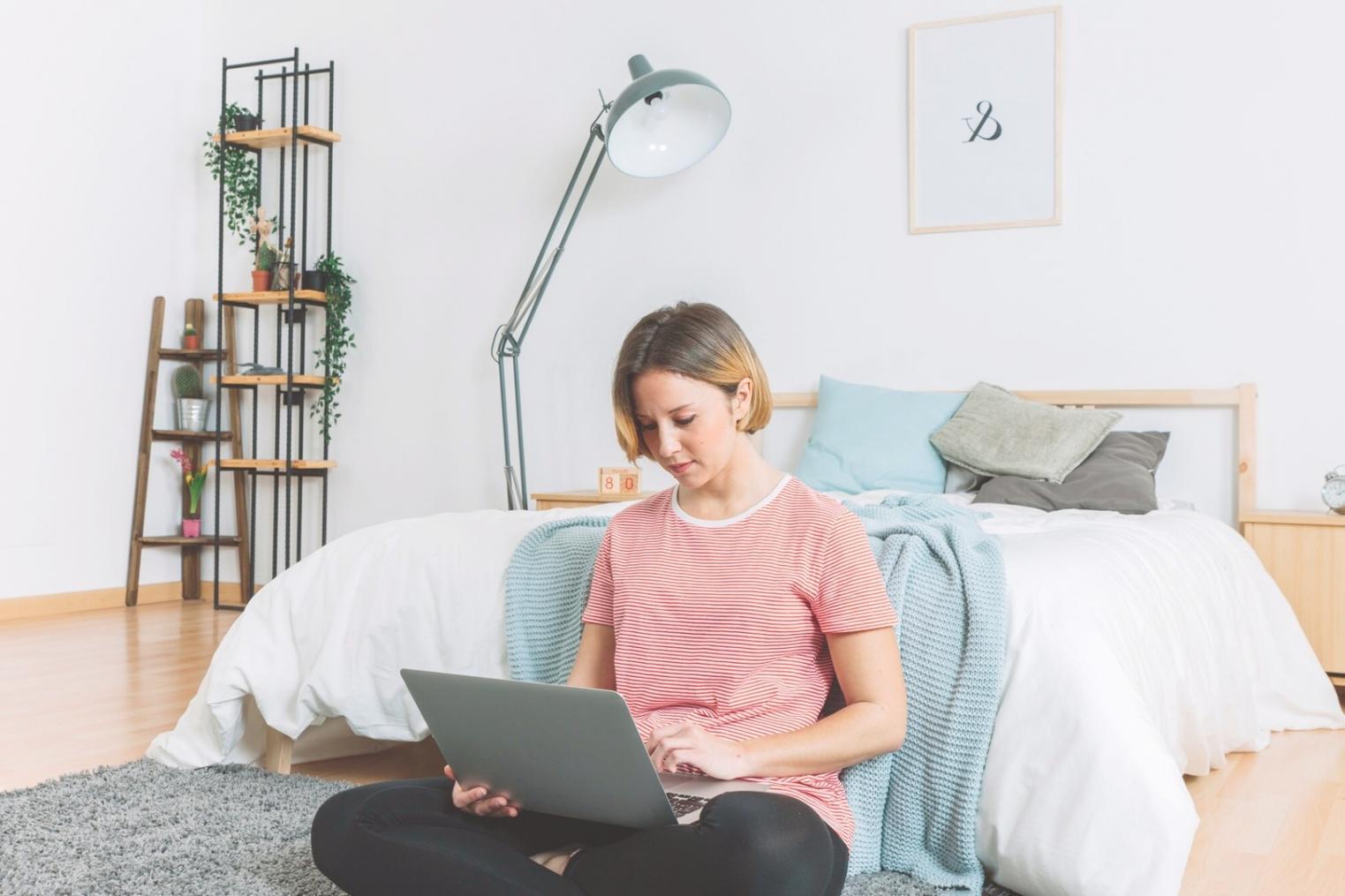 Student analyzing bank statements and spending patterns